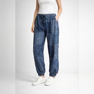 Johnny Was Blue Patterned Track Pants